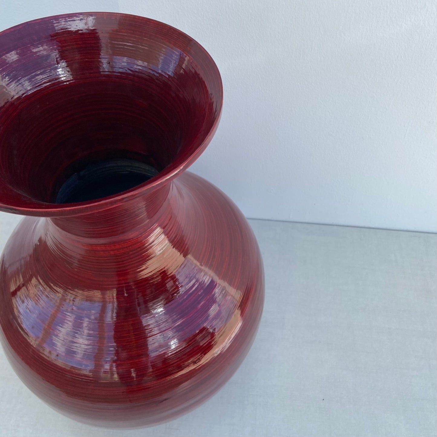 Florero decorativo bamboo grande color rojo