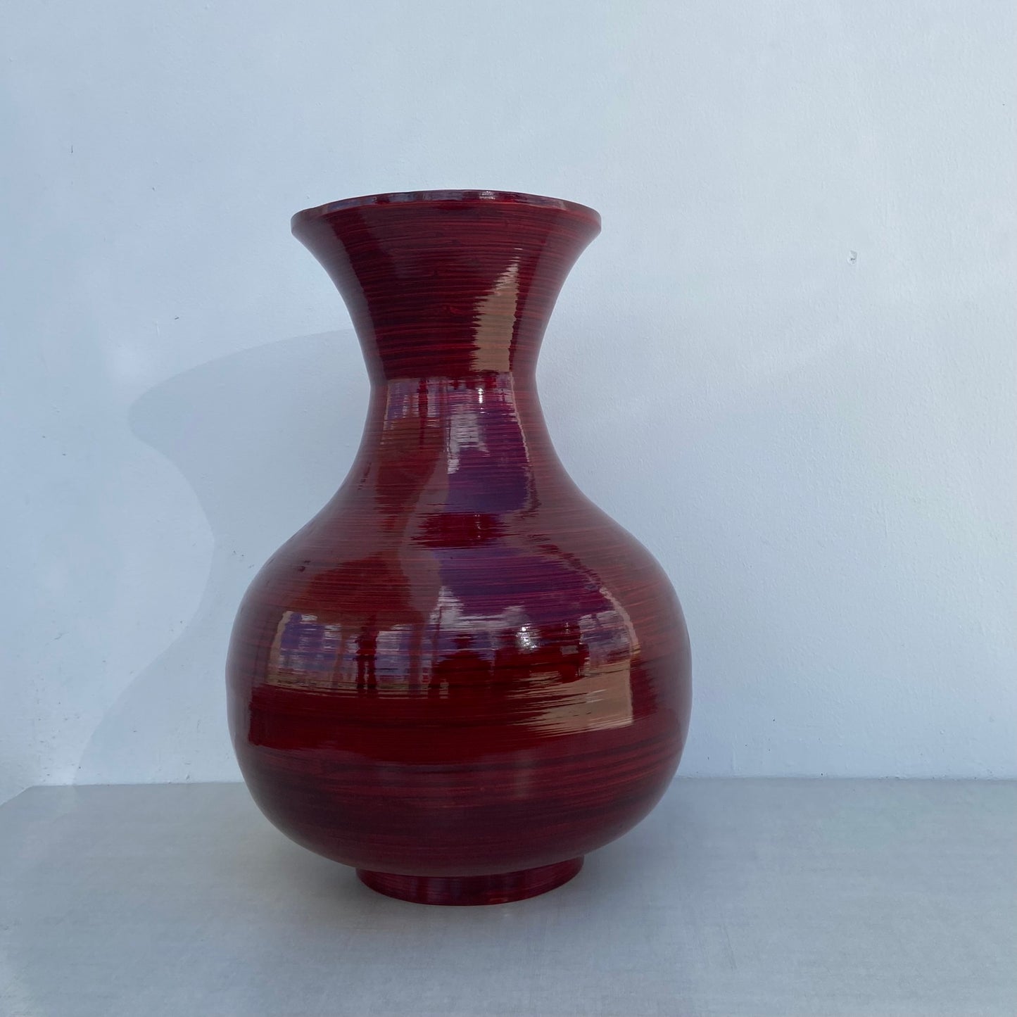 Florero decorativo bamboo grande color rojo